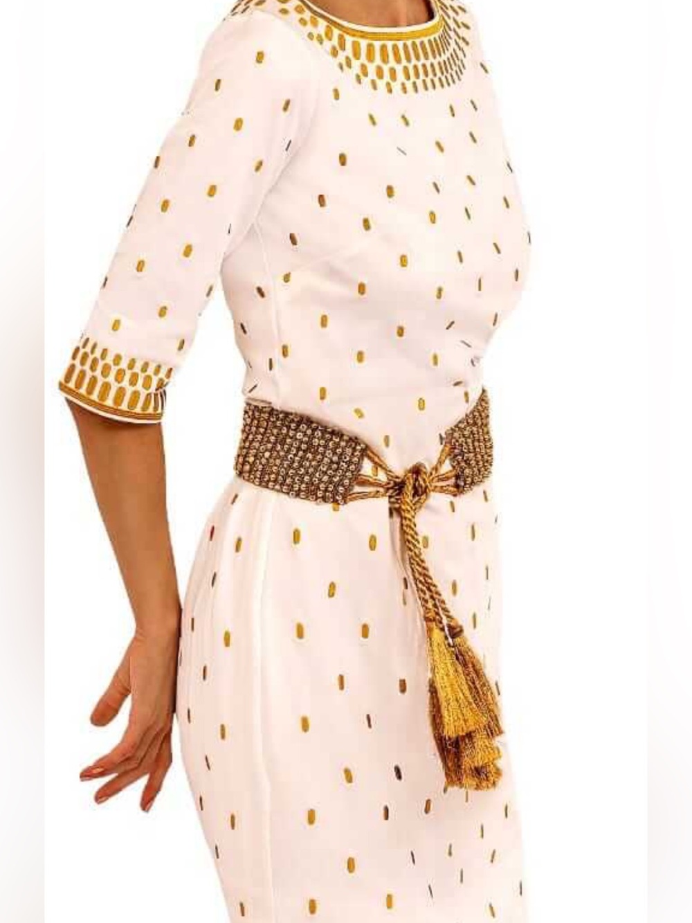 Gretchen Scott Rocket Girl white with gold embroidered Trim M like new - Picture 9 of 14
